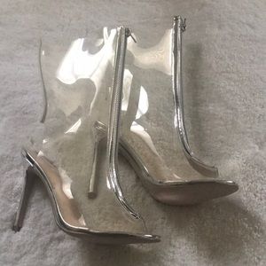 Clear Peep Toe Lucite Heel Bootie